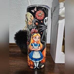Halloween Themed Tumbler with Straw Alice Nightmare Before Christmas Grinch 20oz